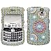BlackBerry Curve 8300 8310 8320 8330 Cell Phone Full Crystal Diamond Bling Protective Case Cover Silver with Gold and Pink Deep Sea Pearl Gemstones Design