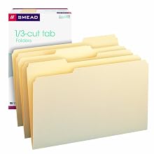 Smead File Folders, Legal Size, 11 Point, 1/3-Cut Tab, Manila, 100 Per Box (15330)
