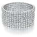 Bridal Rhinestone Bracelet Stretch Silver Tone - Ideal for Wedding, Prom, Party or Pageant