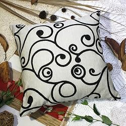 Bettino - [Black Swirl] Decorative Pillow Cushion / Floor Cushion (23.6 by 23.6 inches)