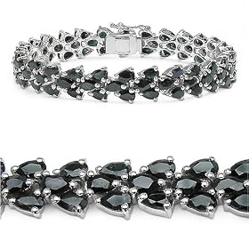 20.80 Carat Genuine Sapphire Silver Bracelet by JewelzDirect