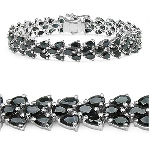 20.80 Carat Genuine Sapphire Silver Bracelet by