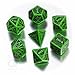 Q-Workshop Polyhedral 7-Die Set: Celtic 3D GREEN & Black Dice Set!
