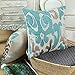 CaliTime High Class Throw Pillow Cover Case for Couch Sofa Home Decoration Vintage Ikat Style Applique Embroidered 20 X 20 Inches Teal & Light Taupe