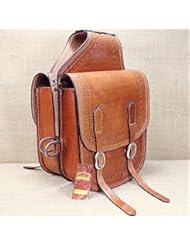 Sports: Hilason Western Hand Tooled Leather Cowboy Trail Ride Horse Saddle Bag - HILASON