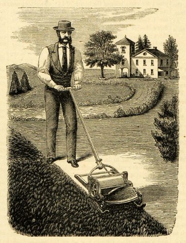 1873 Print Lawn Mower Antique Garden Machinery Grass - Original Halftone Print 1873 Print Lawn Mower Antique Garden Machinery Grass - Original Halftone Print