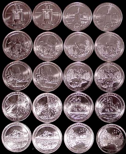 National Park Quarters Set 2010-2011 Complete Set P&D 20 Uncirculated Coins