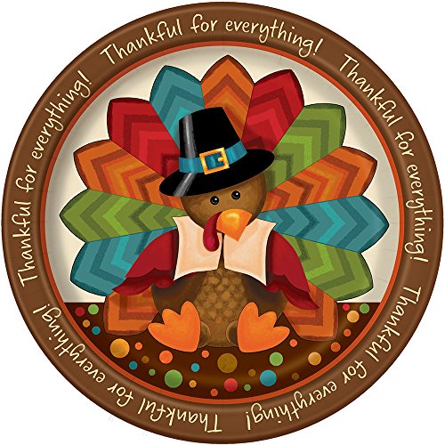 Cute Turkey Thanksgiving Dinner Plates, 8ct