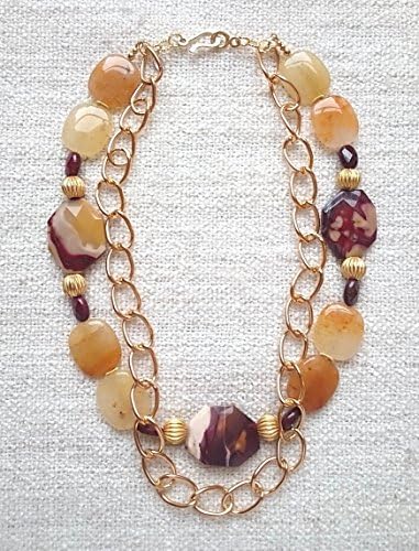 The Renata - Moukaite &amp; Yellow Quartz Gemstones &amp; Gold Filled &amp; Plated Chain Handmade Necklace