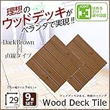 売れ筋のウッドタイル 天然木で作られた 29cm幅・9枚セット 直線×DBR （ダークブラウン）