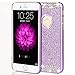 ARSUE iPhone SE 5S 5 Case, (TM) Luxury Hybrid Beauty Crystal Rhinestone with Gold Sparkle Glitter PC Hard Protective Diamond Case Cover for iPhone SE 5S 5 (Purple/Bling)