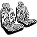 BDK White Zebra Seat Covers & Floor Mats Set Fur Print Complete - Full Set, Universal Fit