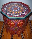 Red Painted Wood Table By Treasures of Morocco Free Shipping