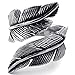 KONOV Mens Womens Stainless Steel Ring, Vintage Feather, Black Silver