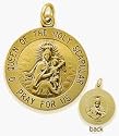 14 Karat Yellow Gold Holy Scapular Religious Medal Medallion