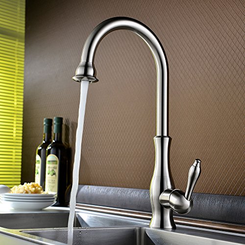 KES Brass Single Lever High Arc Kitchen Sink Faucet with Swivel Spout