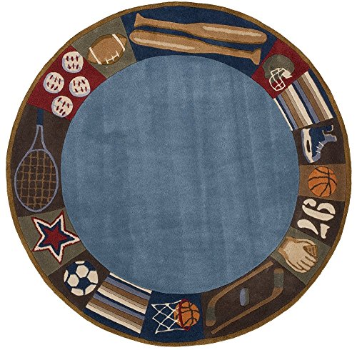 Momeni Rugs Lil Mo Whimsy Collection Area Rug, 5' X 5' Round, Denim