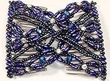 61rlXo7ATWL. SL160  Easy Comb EZ Magic Comb Stretchy Beaded Hair Comb In Purple And Blue Beads