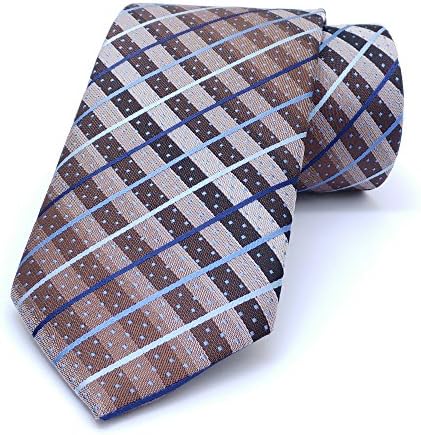 Brown, beige, blue striped men's tie 7 cm (2,76") SL-360