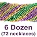 33 inch 07mm Round Metallic Purple Gold and Green Mardi Gras Beads - 6 Dozen (72 necklaces)