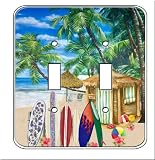 Surfboards Surfing Beach Wall Double Toggle Switch Plates (Double Toggle)