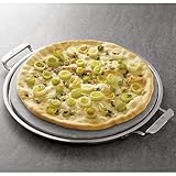 IMAGE OF All-Clad Stainless-Steel Serving Tray with 13-inch Pizza-Baking Stone Insert and Pizza Cutter