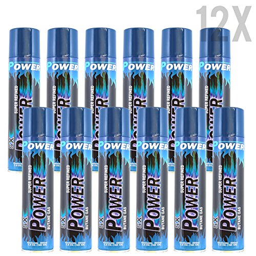 Power 5x Butane Regular, Jumbo, Mammoth (Regular 300ml, 12 Pack)