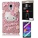 Galaxy Note 4 Case FiveLimit(TM) Luxury 3D Bling Crystal Pearl Love Pink Hello Kitty Flower Design Diamond Case Cover For Samsung Galaxy Note 4 SM-N910S SM-N910C (Package includes: 1 X Screen Protector) (Pink Cute Hello Kitty)