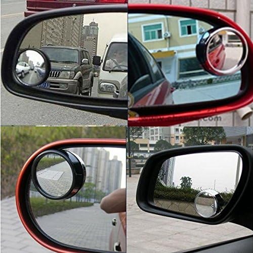 3R 2pcs Clear Car Rear View Mirror 360 Rotating Safety Wide Angle Blind Spot Mirror Parking Round Convex Auto Exterior Accessories (Silver)