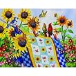Meeting at the Clothesline 1000+pc Jigsaw Puzzle by Nancy Wernersbach