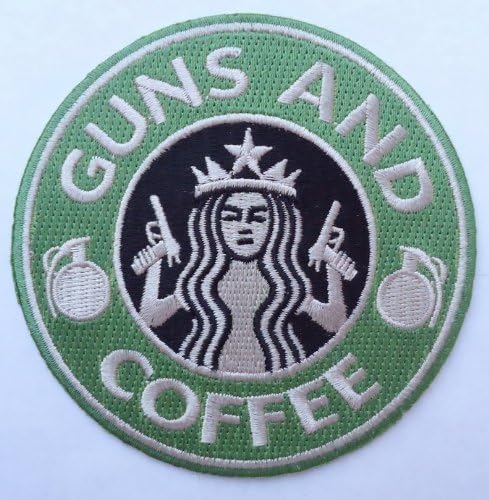 Tactical Guns and Coffee Iron on Morale Military Starbucks [3.5 Inches]patch