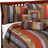 12 PC. BOLD STRIPE METTALIC COMFORTER SET W  DECORATIVE PILLOWS AND SHEET SET, CAL KING,... by Victorian Collections