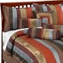 12 PC. BOLD STRIPE METTALIC COMFORTER SET W/ DECORATIVE PILLOWS AND SHEET SET, CAL KING, SPICE