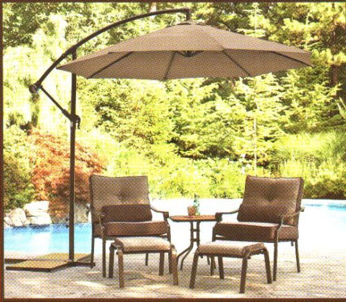 Patio Umbrellas - 9.5 Ft. Offset Ez Adjustable Roll-up Umbrella - Khaki