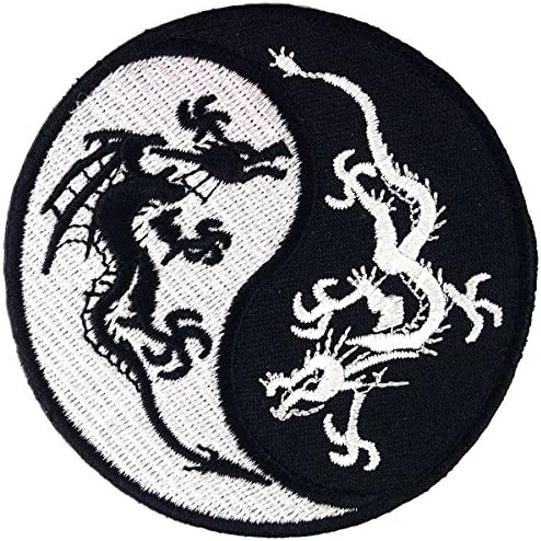 Bafunzo Dragon Yin Yang Embroidered Iron on Patch #F