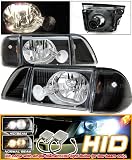 87-93 Ford Mustang Black Headllights + Corner Lights w/ HID Kit