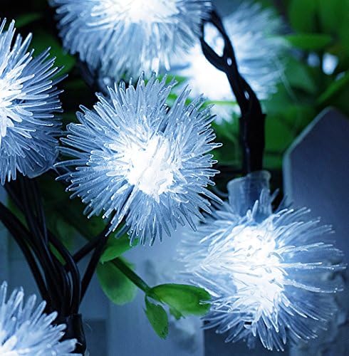 GoFurther Solar Powered LED String Lights Waterproof 16ft 20 LED White Snow Ball Fairy Lights For Outdoor, Indoor, Gardens, Lawn, Patio, Christmas, Weddings, Parties