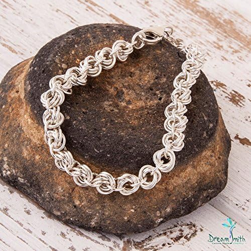 Sterling Silver Double Flower Chain Bracelet
