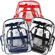 (60 Pieces) Red + Navy + Black Trim K-Cliffs Clear Transparent PVC School Backpack/ Book Bag/ Day Pack