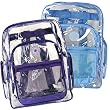 (40 Pieces) Blue Trim + Purple Trim K-Cliffs Clear Transparent PVC School Backpack/ Book Bag/ Day Pack