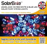 Union Jack Solar Brite 120 Super Bright Red White & Blue LED Decorative Solar Fairy Light String