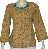 Kurtis Womens Shirts Tops Spring Summer Clothes Hand Embroidery Size M (tsht066)