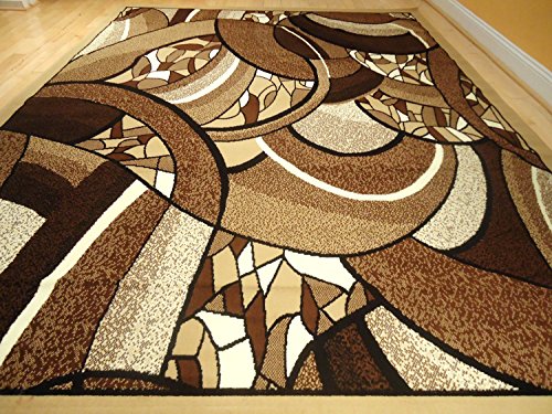 AS Quality Beige Cream Contemporary Modern Brown Rug (Large 8x11)