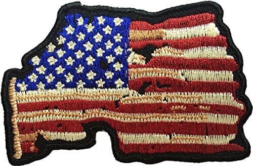 Map USA Flag Vintage Shape Embroidered Applique Emblem Badge Costume Sewing Iron on Patch (MAP-VINTAGE)