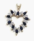 Genuine Sapphire Gemstone and Diamond Gold Heart Pendant with 18 Necklace