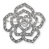 Sterling Silver Marcasite Rose Pin