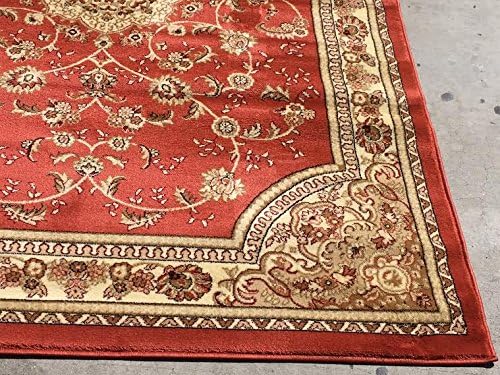 Persian Elegance Orange Beige Gold Classsic Traditional Persian Tabriz Design 5x8 Area Rug Living Room Dining Room