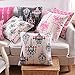 Createforlife Cotton Linen Decorative Throw Pillow Case Cushion Cover Retro Tea Light Chandelier Prints Pink Square 18
