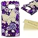 Note 5 Case,Galaxy Note 5 Case - Mavis's Diary 3D Handmade Bling Crystal Luxury Butterfly with White Pearls and Shiny Sparkling Purple Diamonds Gems Clear PC Hard Cover for Samsung Galaxy Note 5