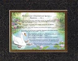 Compilation of Motivational & Inspirational Quotes on Happiness Vol.1 - 8 x 10 inches Poem on 11 x 14 inches Double Beveled Matting